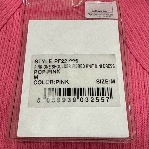 Self Portrait One Shoulder‎ Ribbed Knit Dress Pink Size Medium - Picture 12 of 15